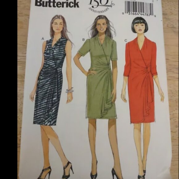 Butterick B5862 Women's Stretch Knit Mock Wrap Dress Pattern Sz 18W-24W - Picture 1 of 2